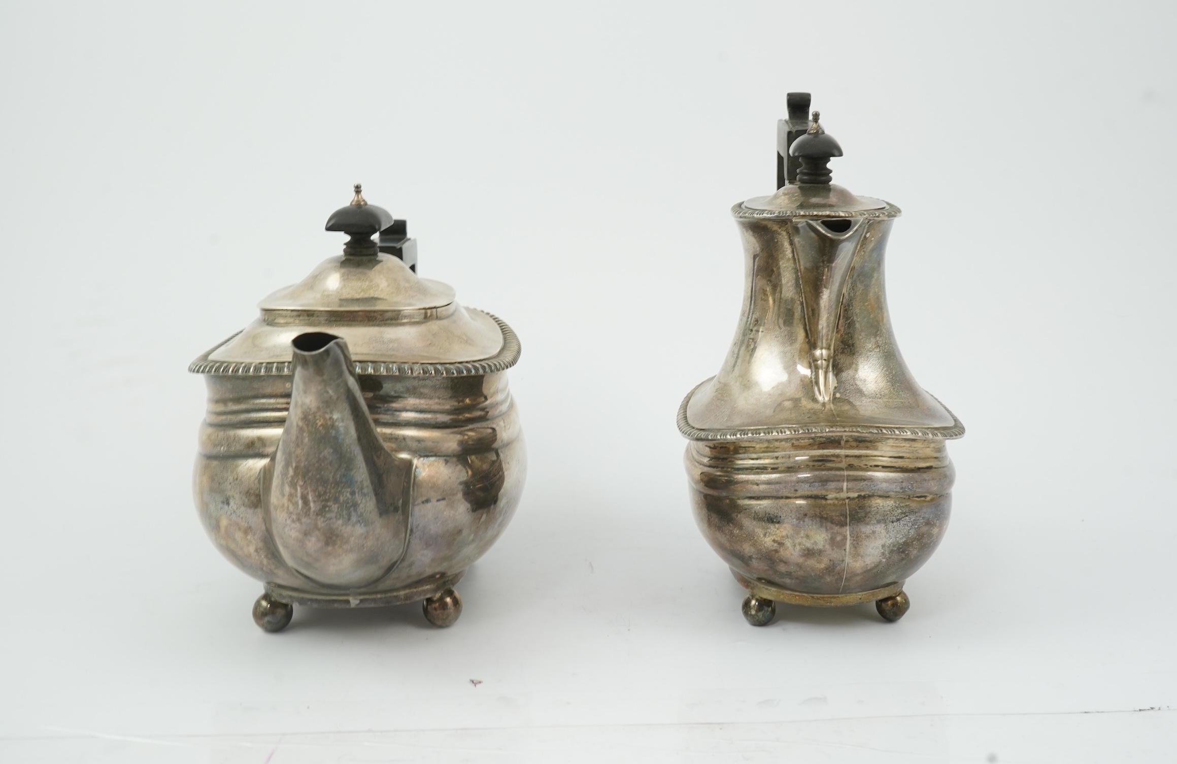 A George V silver four piece tea set, by The Goldsmiths & Silversmiths Co Ltd